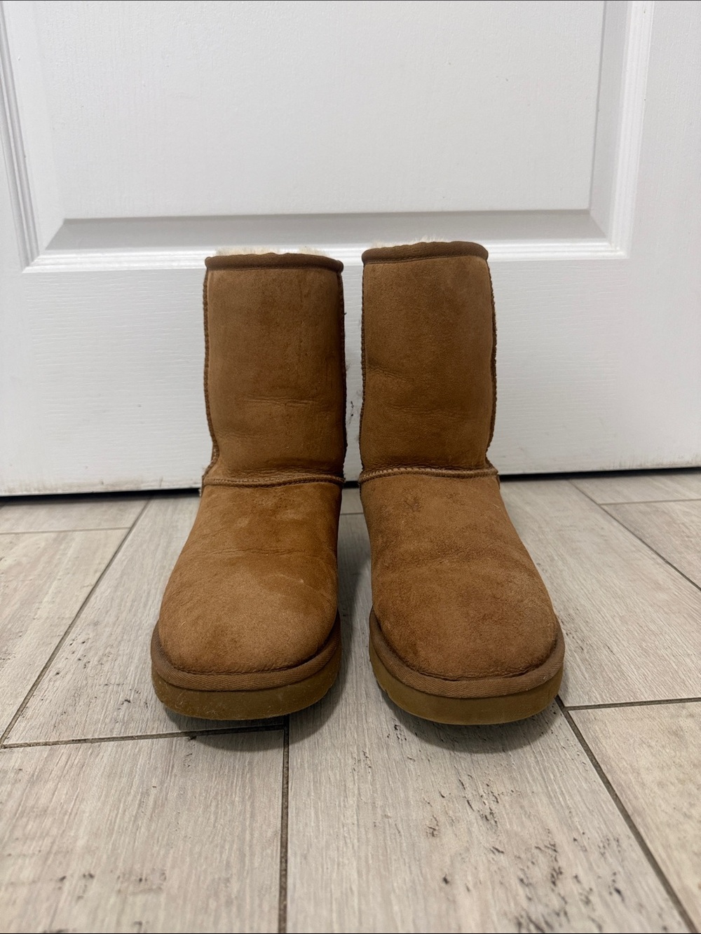 UGG Men's Short Suede Boots in Chestnut Brown